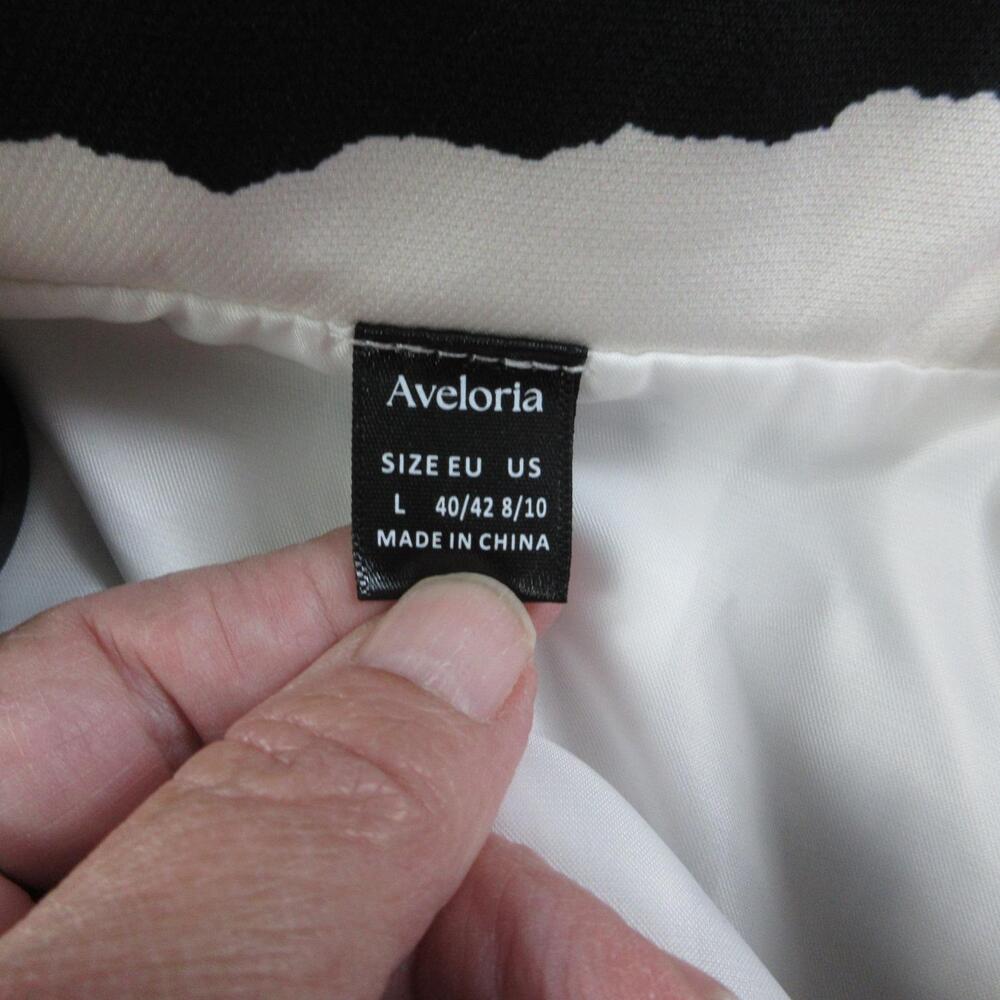 Aveloria Blazer Womens L Black White Animal Print Lined Tailored One-Button Tie - Picture 9 of 12
